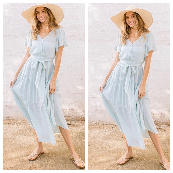 WHITE Boho Chic Short Ruffle Sleeve Lace Trim Midi Dress - Picture 3 of 5